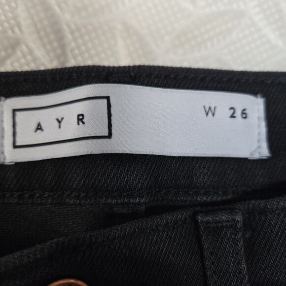 AYR Jeans Womens 26 Straight Leg Cropped Black Stretch Copper Tone Hardware USA - Picture 5 of 12